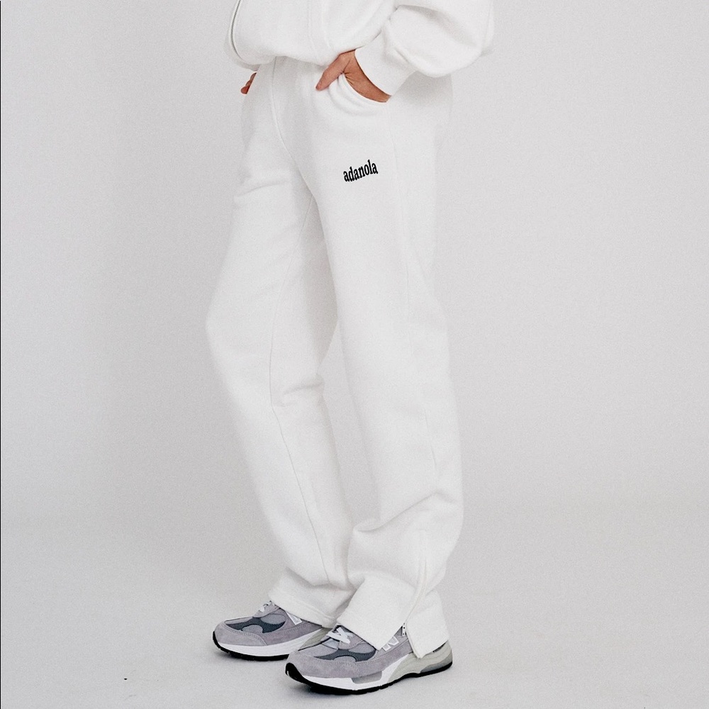 ADANOLA White Straight Leg Sweatpants